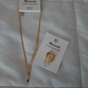 NWT Madewell Stone Collection ring & necklace set, ring sz 7